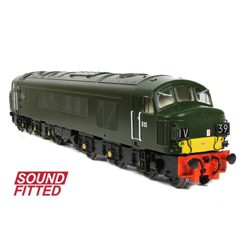 Bachmann 32-679ASF Class 45 Split Headcode D25 BR Plain Green (Small Yellow Panels) Diesel Locomotive - DCC Sound